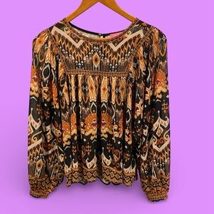 Cute Y2K Flying Tomato semi sheer boho flowy blouse Marrakech aztec swirl